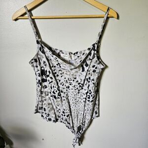 Anthropologie Leopard Print Tank Top - Black and White